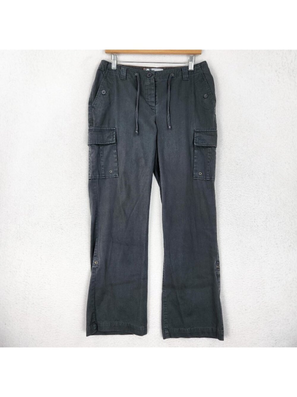 Nike ACG Pants Womens 8 Gray Cargo Twill Straight Leg Roll Hem Drawstring Casual
